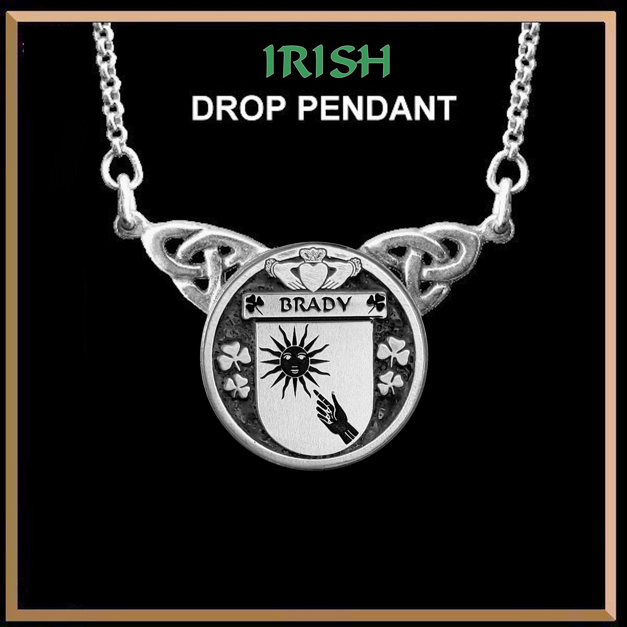 Brady Irish Coat of Arms Double Drop Pendant ~ ILP03