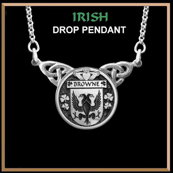 Browne Irish Coat of Arms Double Drop Pendant ~ ILP03