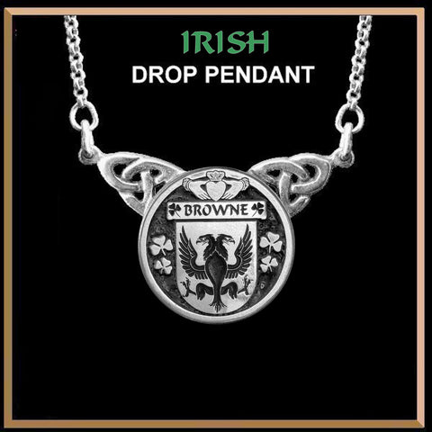 Browne Irish Coat of Arms Double Drop Pendant ~ ILP03