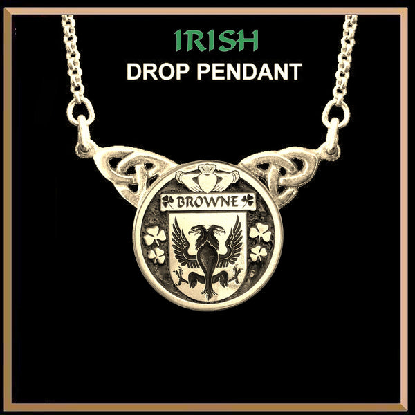 Browne Irish Coat of Arms Double Drop Pendant ~ ILP03