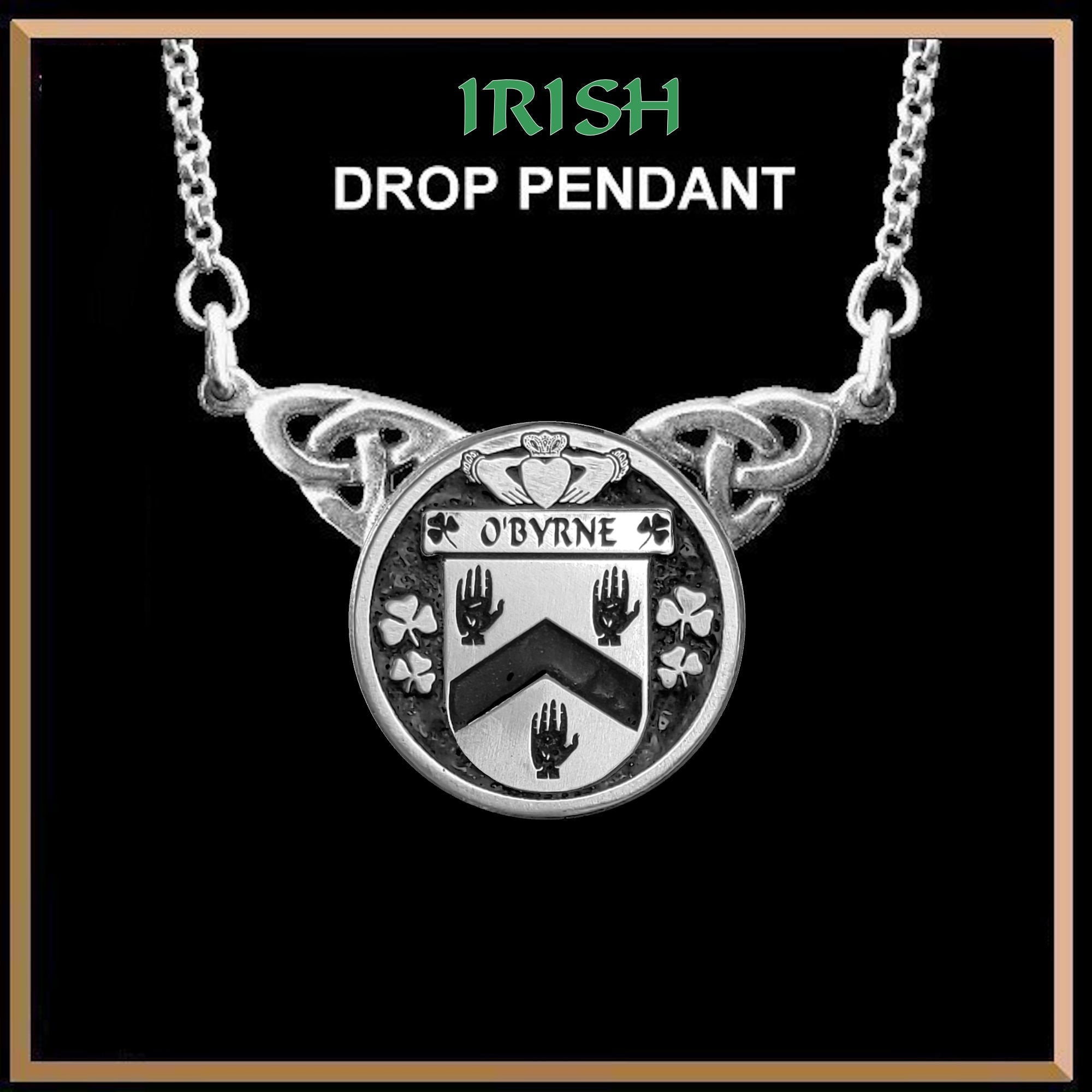 O'Byrne Irish Coat of Arms Double Drop Pendant ~ ILP03