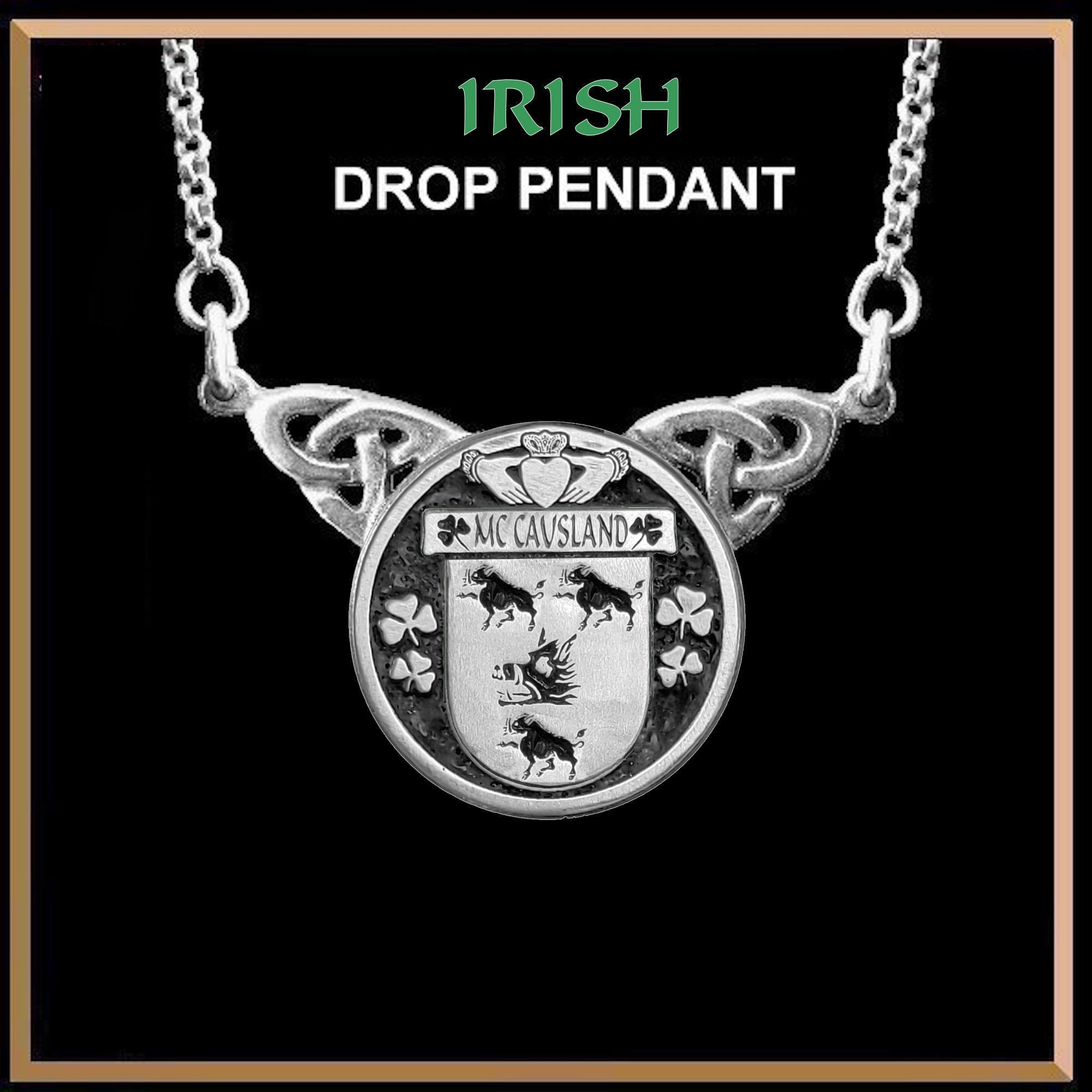 McCausland Irish Coat of Arms Double Drop Pendant ~ ILP03