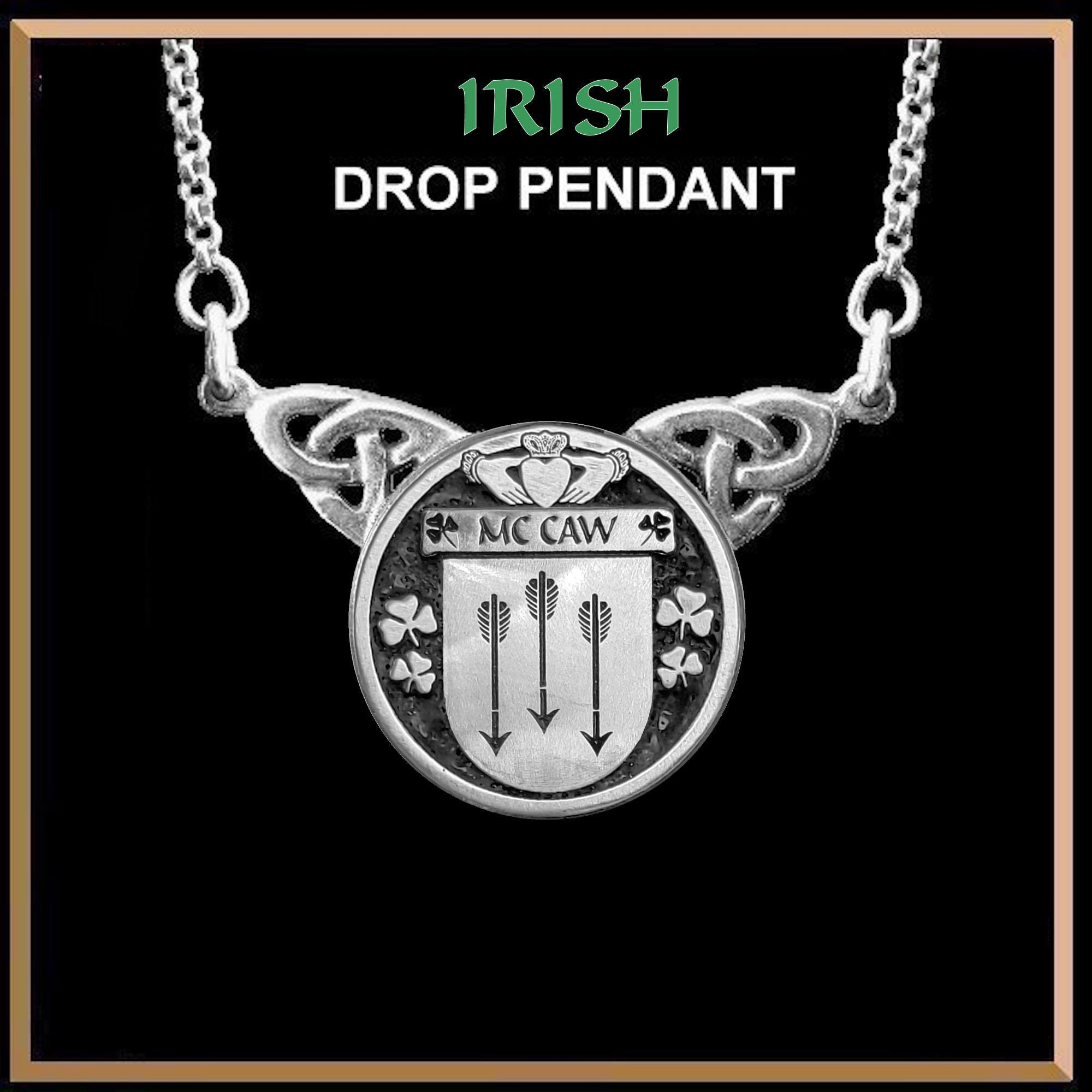 McCaw Irish Coat of Arms Double Drop Pendant ~ ILP03