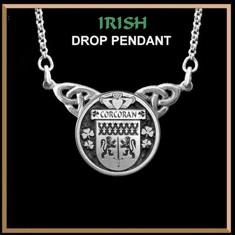 Corcoran Irish Coat of Arms Double Drop Pendant ~ ILP03