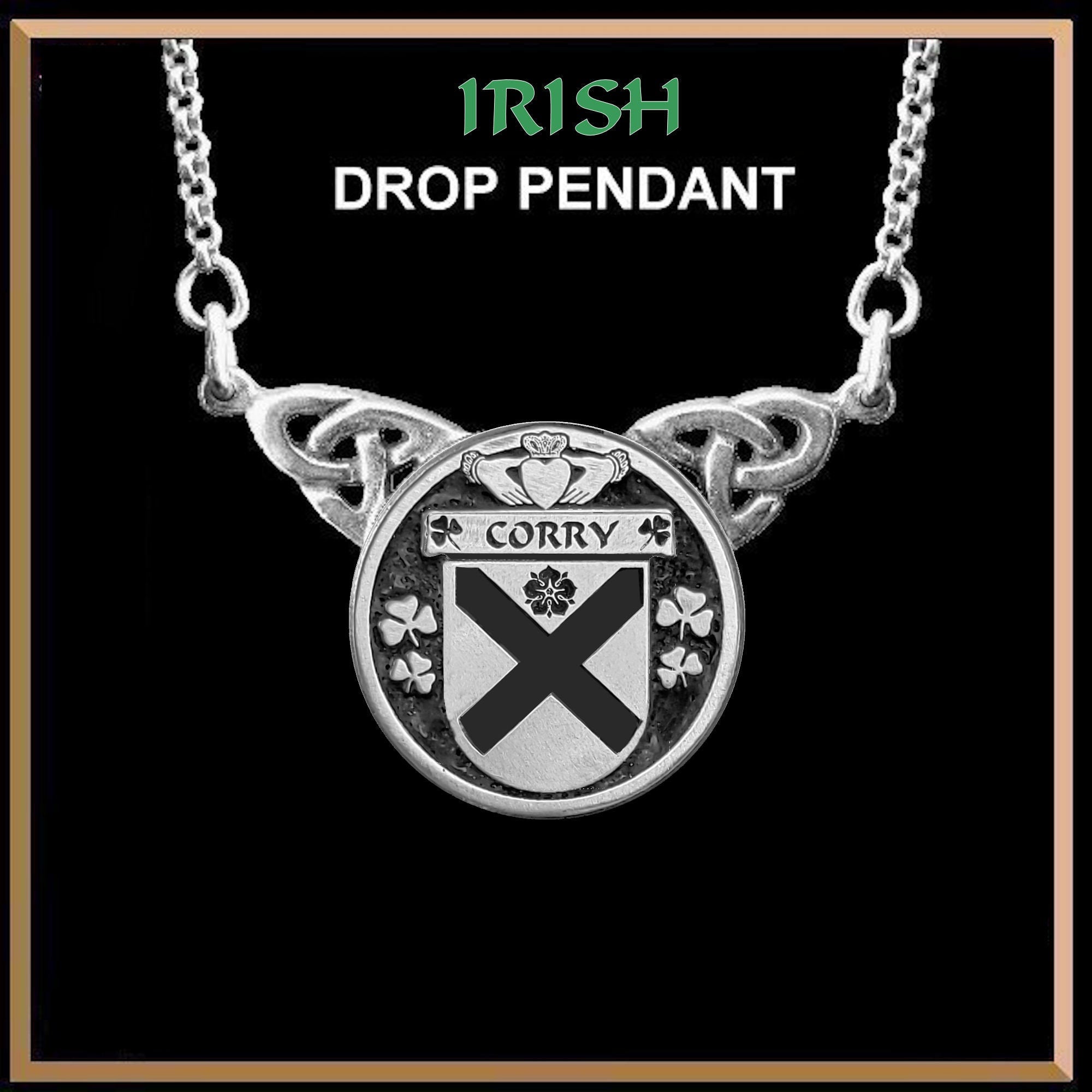 Corry Irish Coat of Arms Double Drop Pendant ~ ILP03