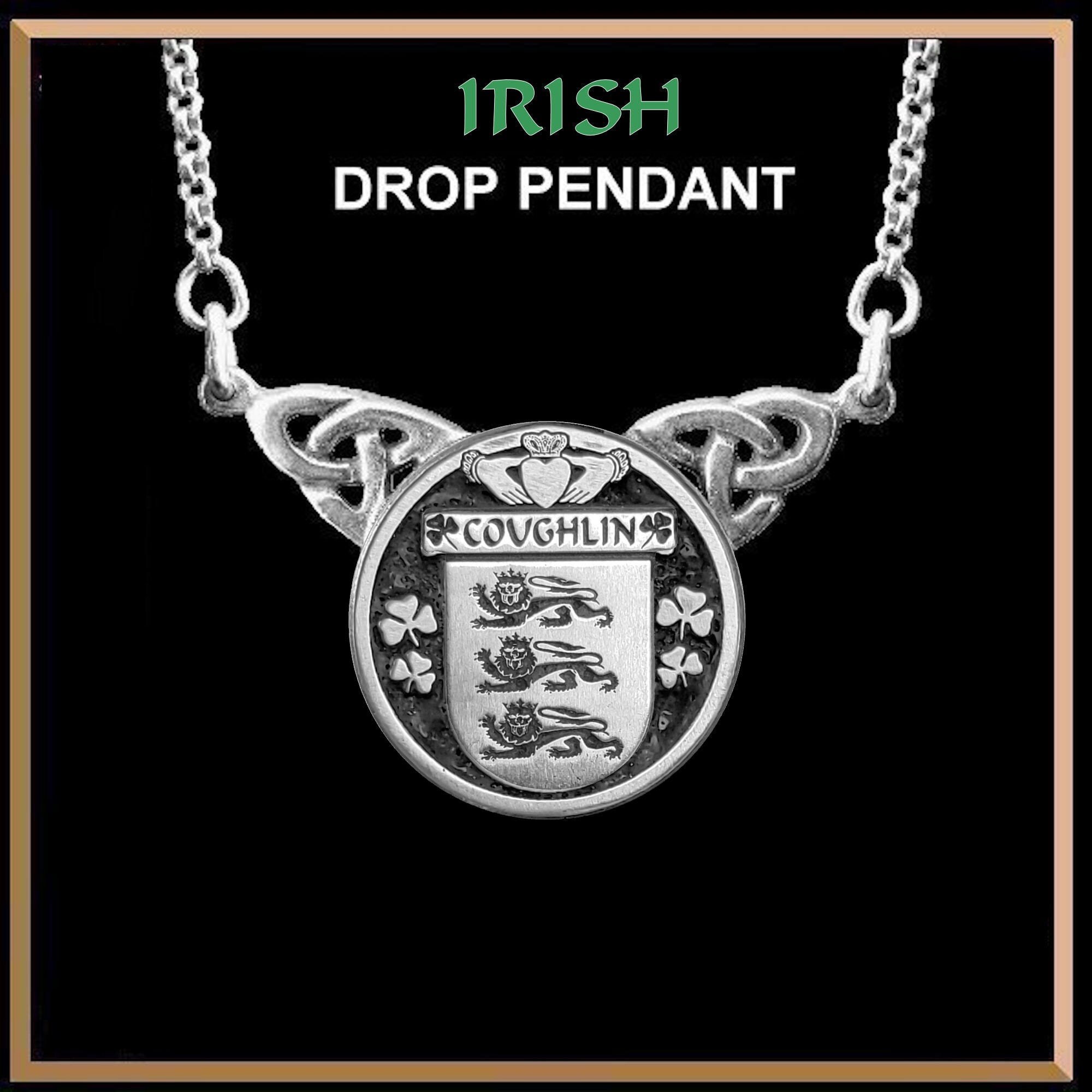 Coughlin Irish Coat of Arms Double Drop Pendant ~ ILP03