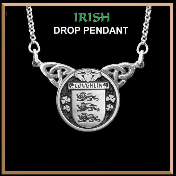 Coughlin Irish Coat of Arms Double Drop Pendant ~ ILP03