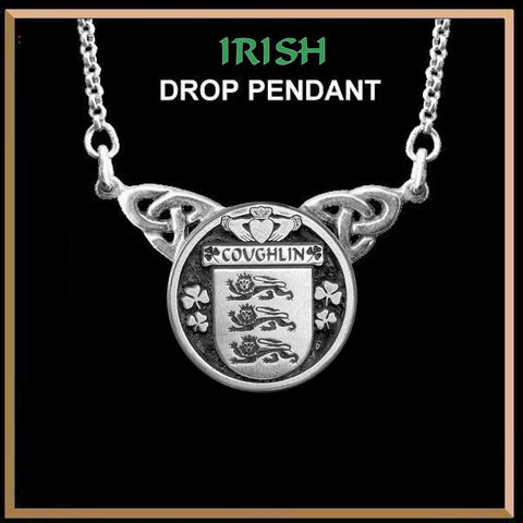 Coughlin Irish Coat of Arms Double Drop Pendant ~ ILP03