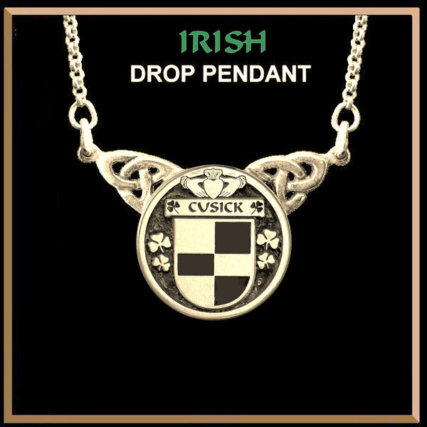 Cusick Irish Coat of Arms Double Drop Pendant ~ ILP03