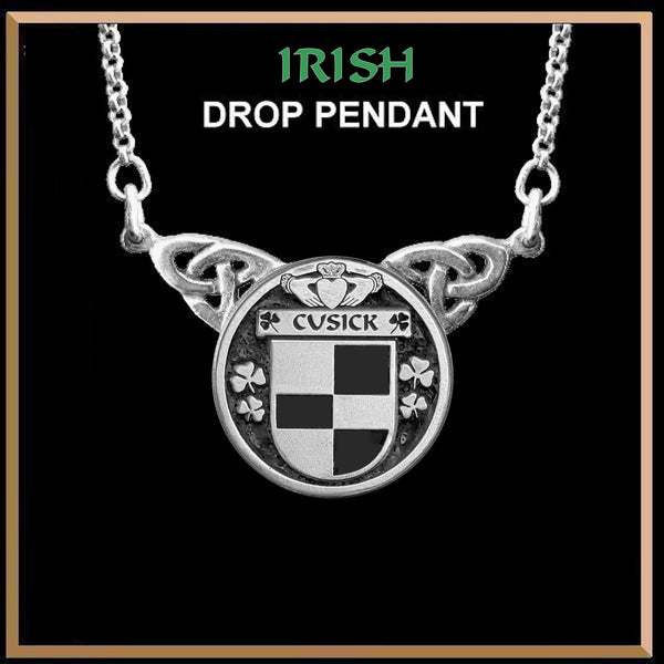 Cusick Irish Coat of Arms Double Drop Pendant ~ ILP03