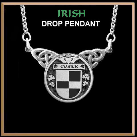 Cusick Irish Coat of Arms Double Drop Pendant ~ ILP03