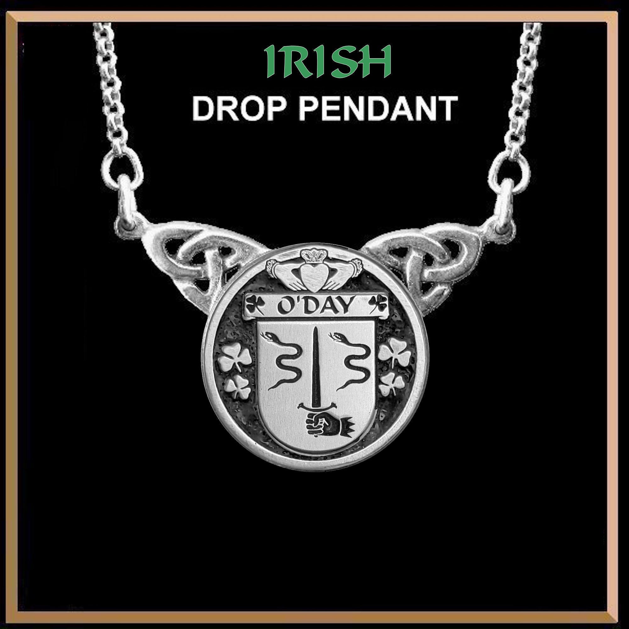 O'Day Irish Coat of Arms Double Drop Pendant ~ ILP03