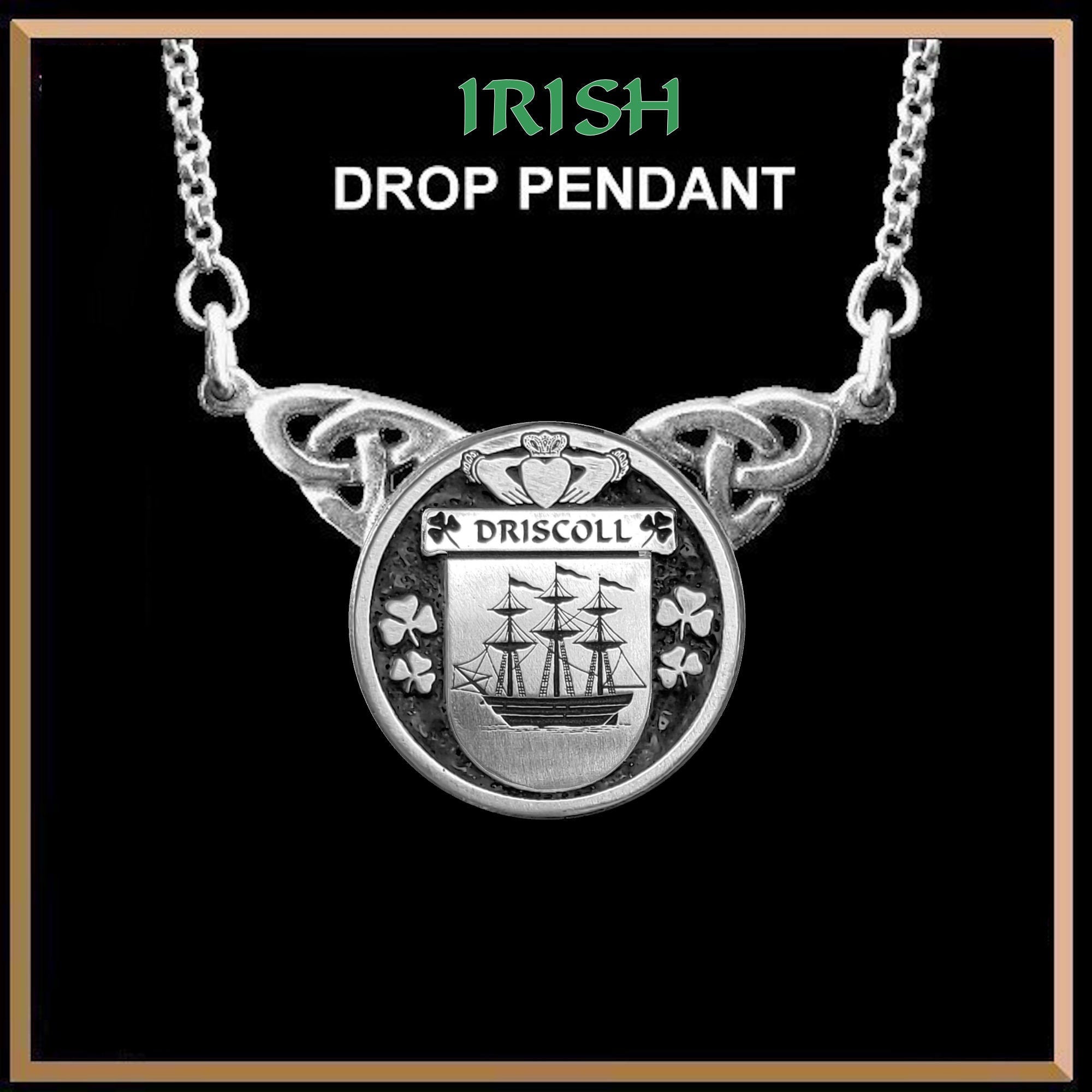 Driscoll Irish Coat of Arms Double Drop Pendant ~ ILP03