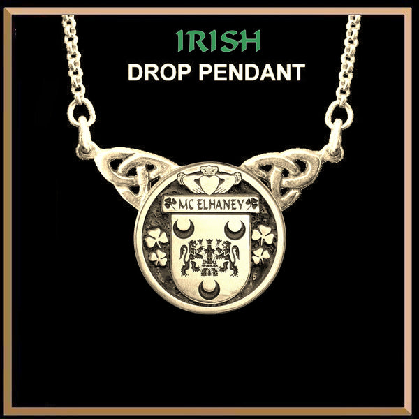 McElhaney Irish Coat of Arms Double Drop Pendant ~ ILP03