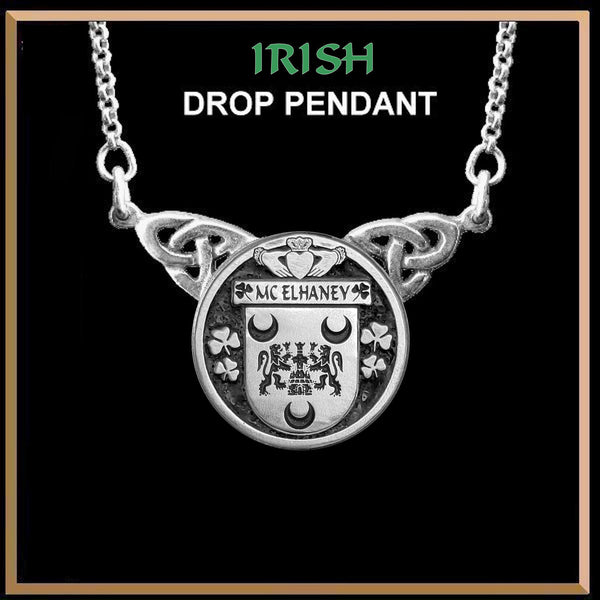 McElhaney Irish Coat of Arms Double Drop Pendant ~ ILP03