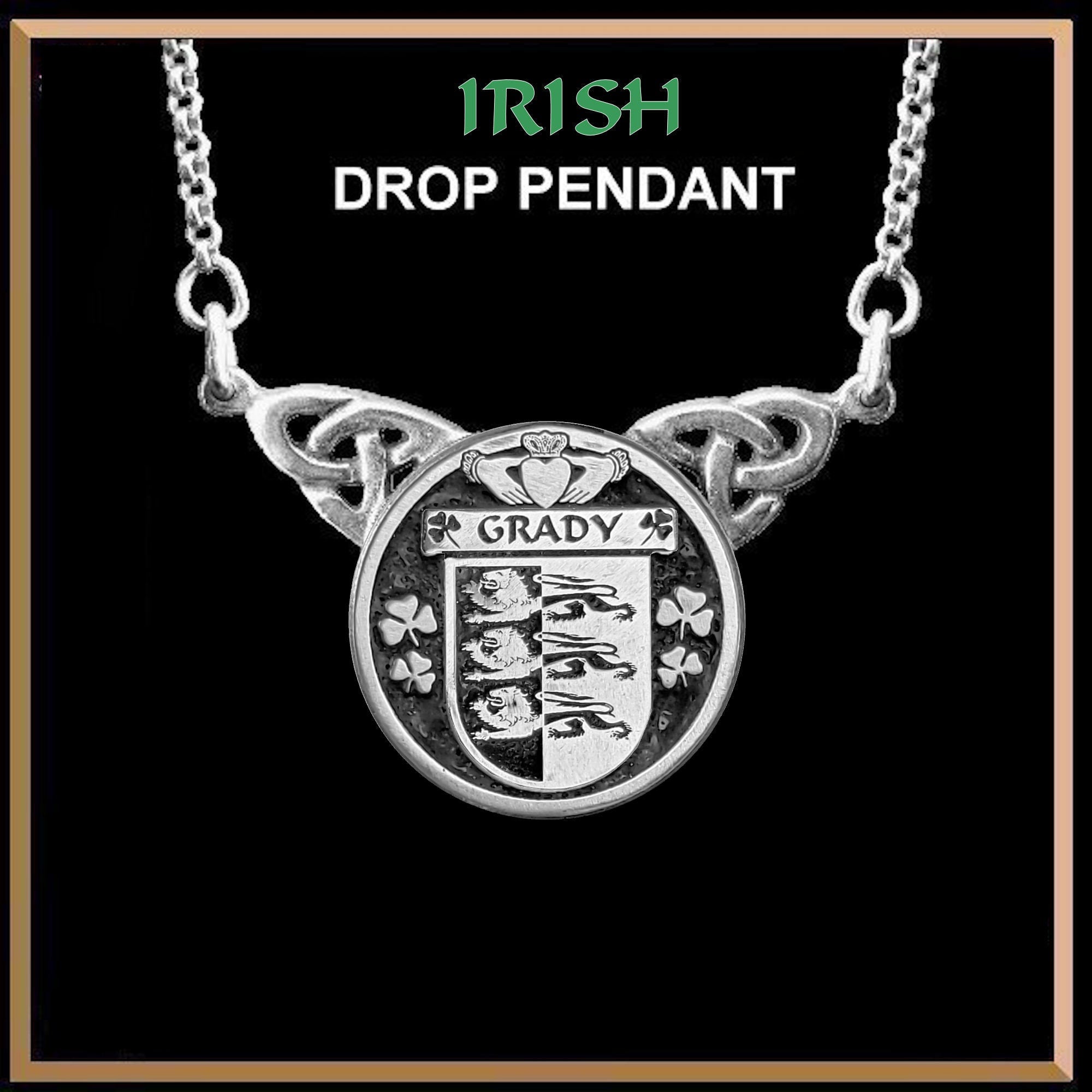Grady Irish Coat of Arms Double Drop Pendant ~ ILP03