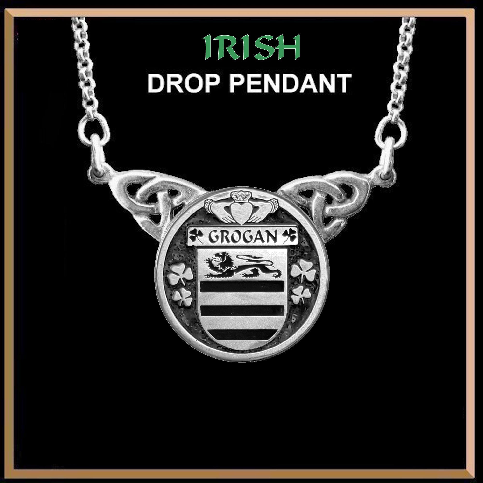 Grogan Irish Coat of Arms Double Drop Pendant ~ ILP03