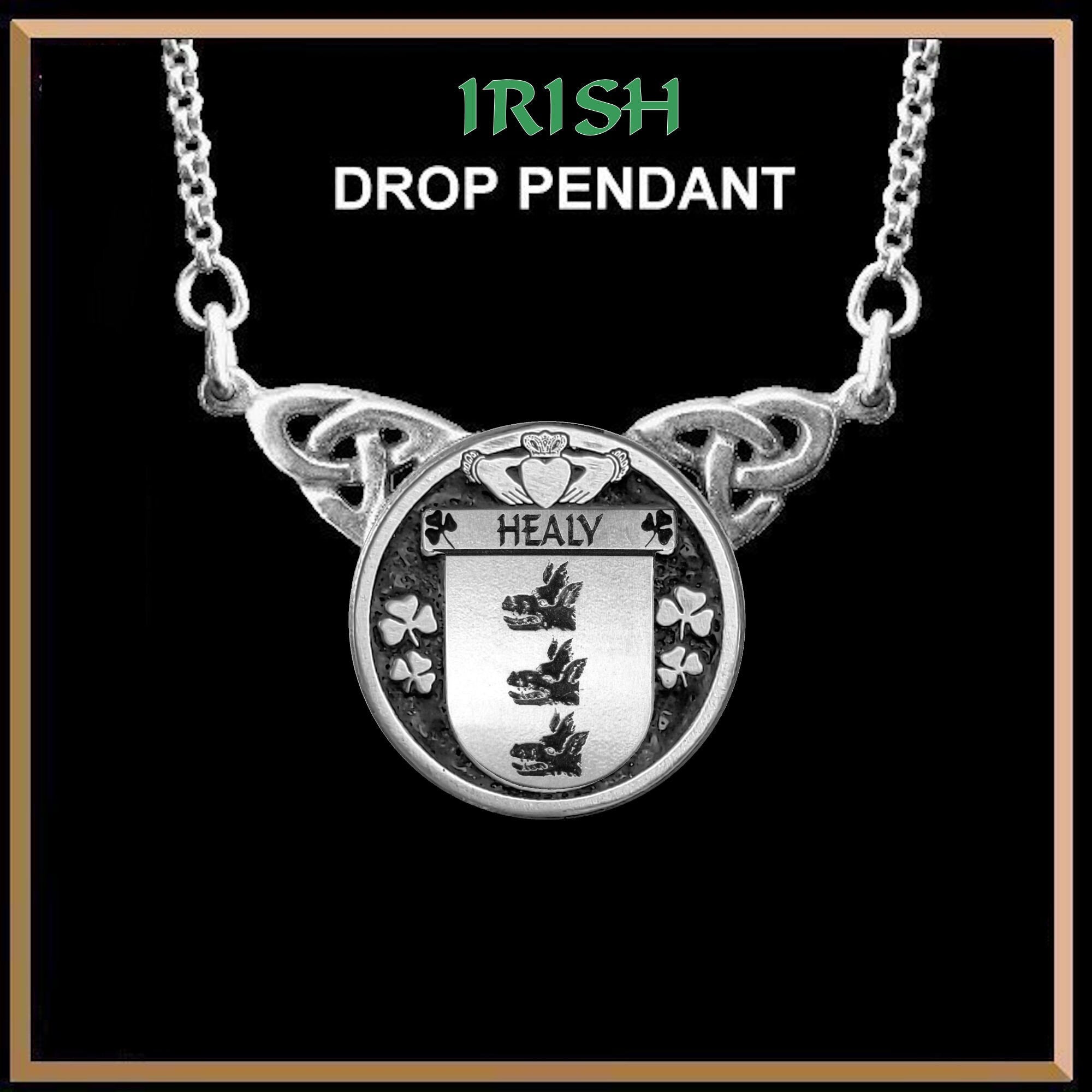 Healy Irish Coat of Arms Double Drop Pendant ~ ILP03