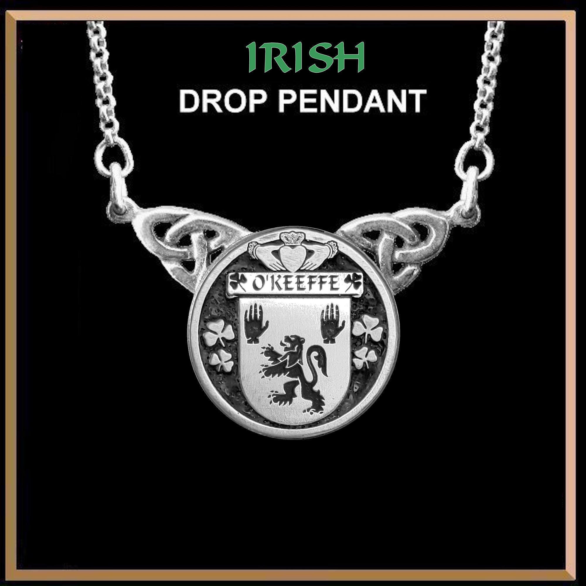O'Keeffe Irish Coat of Arms Double Drop Pendant ~ ILP03