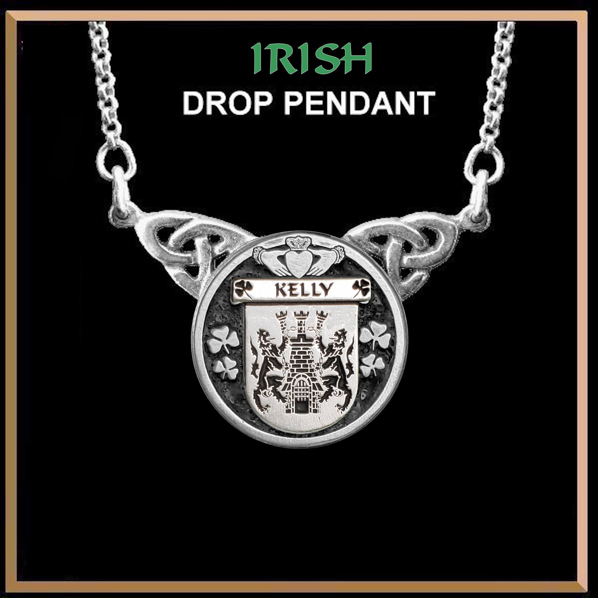 Kelly Irish Coat of Arms Double Drop Pendant ~ ILP03