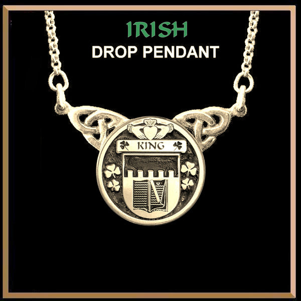 King Irish Coat of Arms Double Drop Pendant ~ ILP03