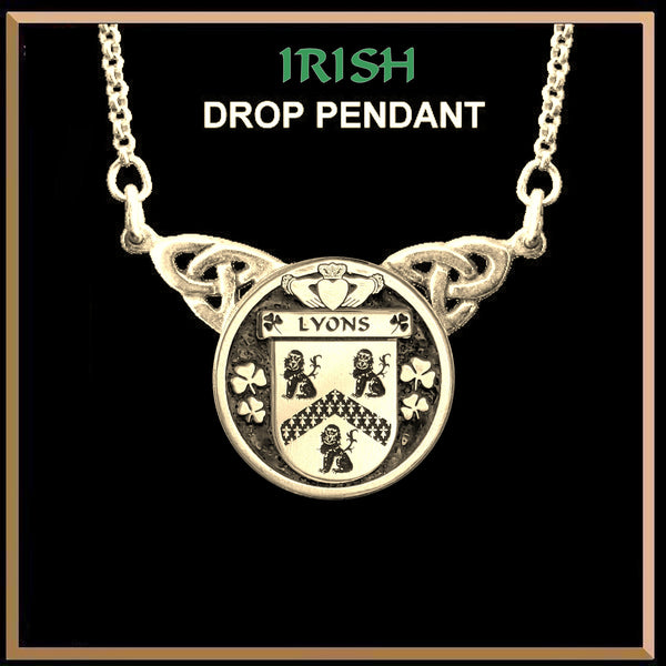 Lyons Irish Coat of Arms Double Drop Pendant ~ ILP03