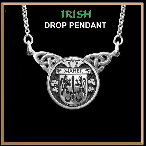 Maher Irish Coat of Arms Double Drop Pendant ~ ILP03