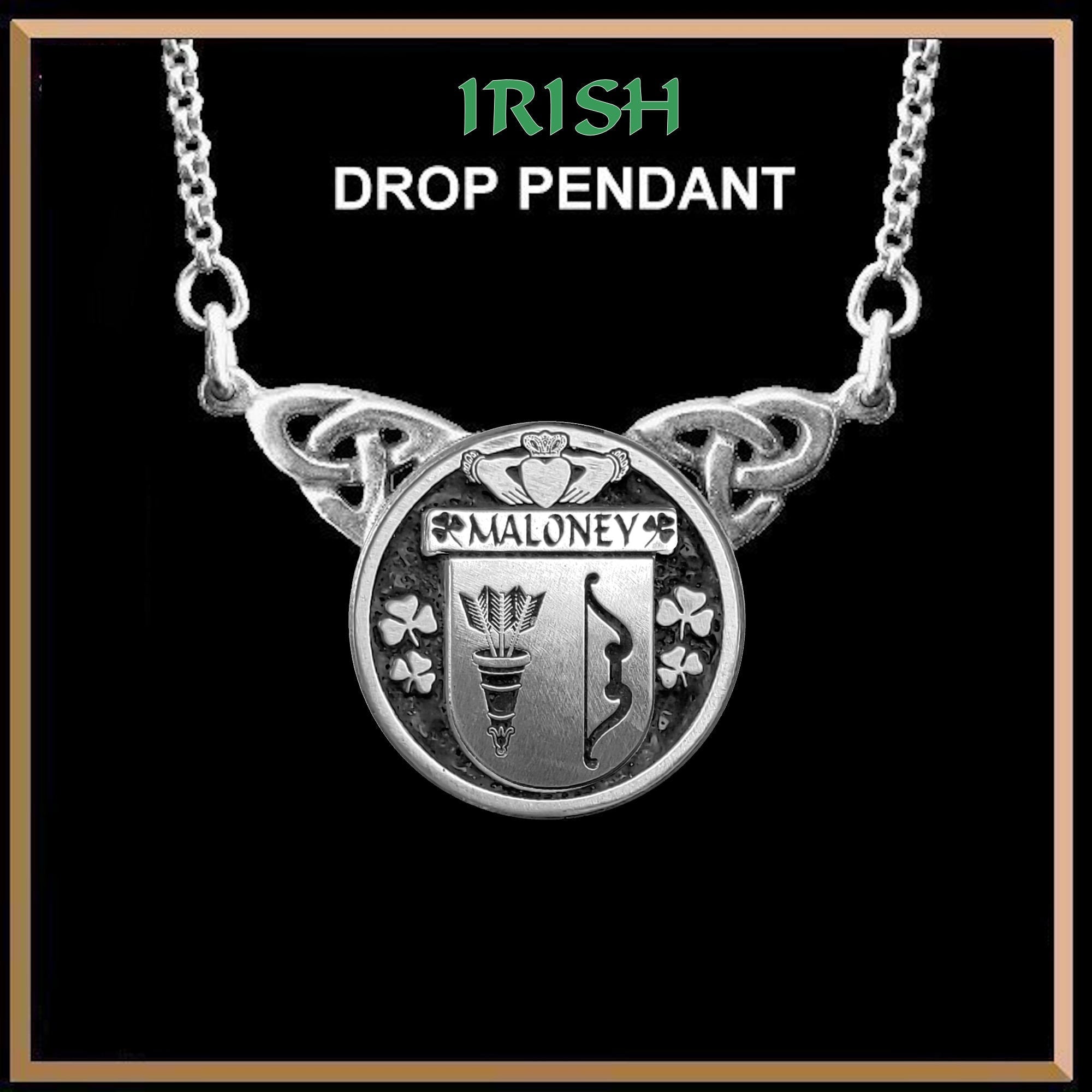 Maloney Irish Coat of Arms Double Drop Pendant ~ ILP03