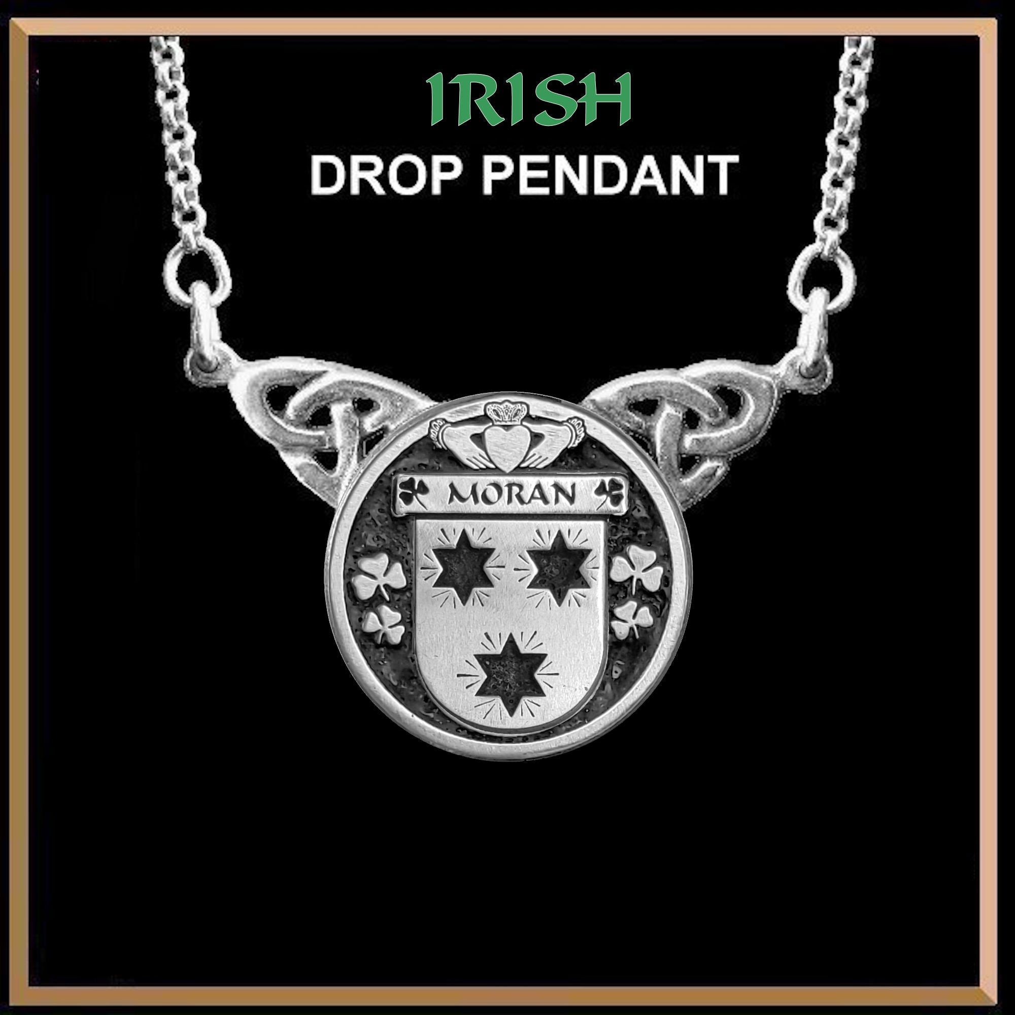 Moran Irish Coat of Arms Double Drop Pendant ~ ILP03