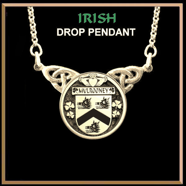 Mulrooney Irish Coat of Arms Double Drop Pendant ~ ILP03