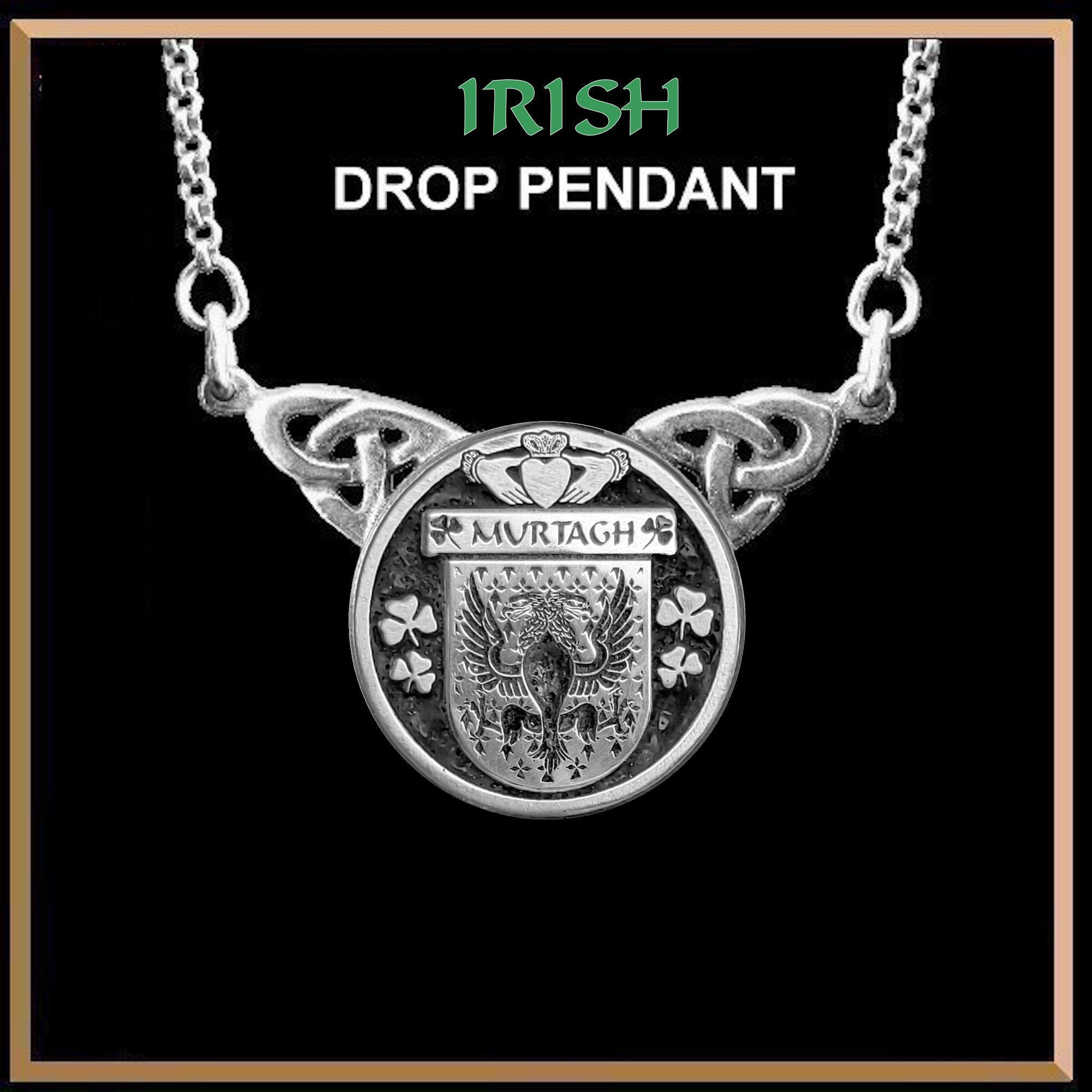 Murtagh Irish Coat of Arms Double Drop Pendant ~ ILP03