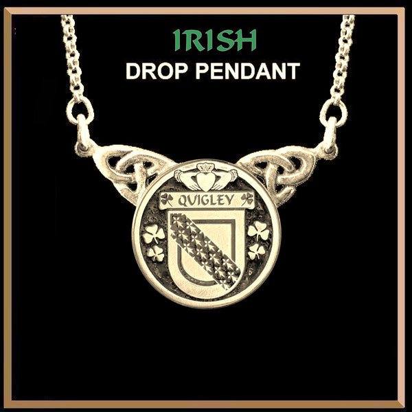 Quigley Irish Coat of Arms Double Drop Pendant ~ ILP03