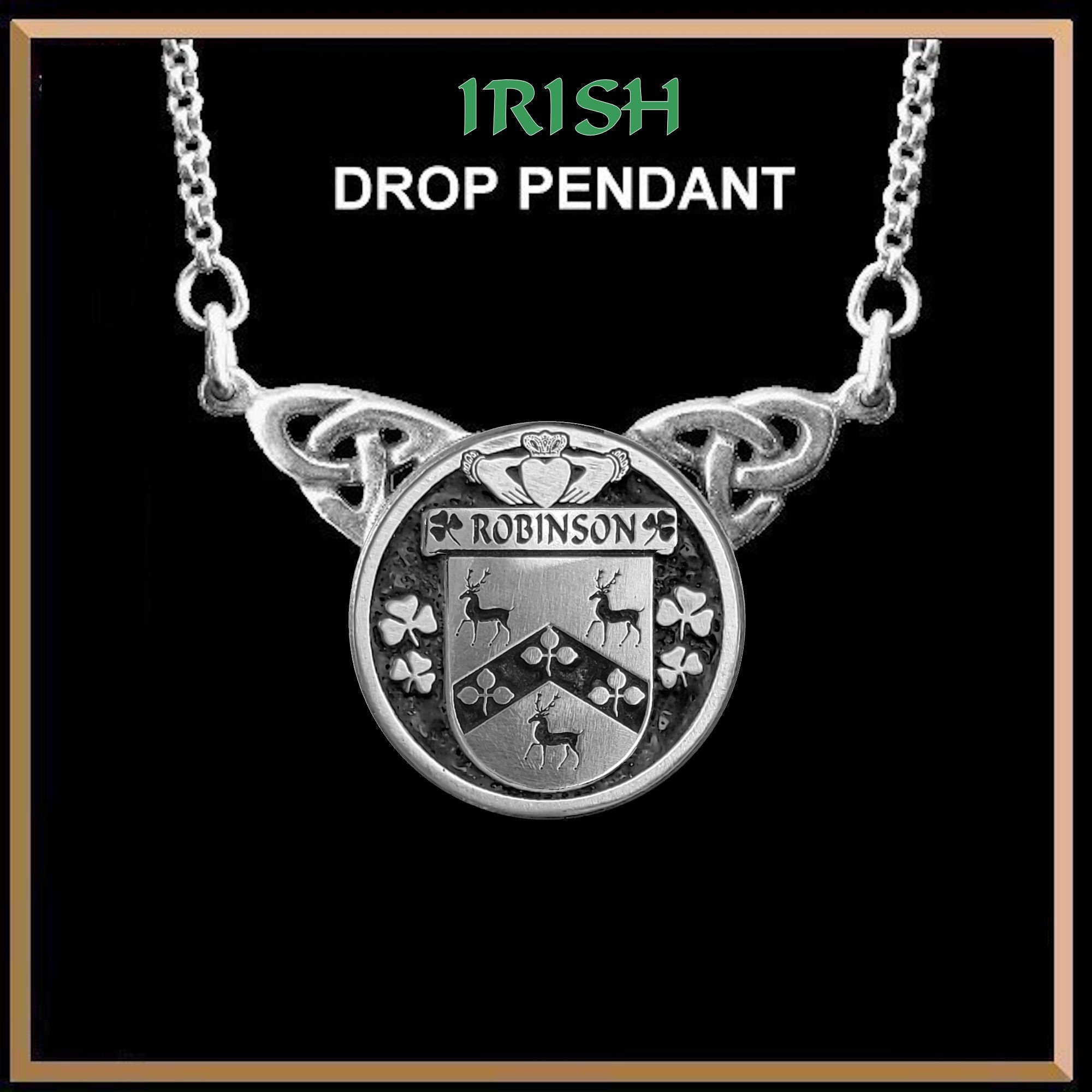 Robinson Irish Coat of Arms Double Drop Pendant ~ ILP03