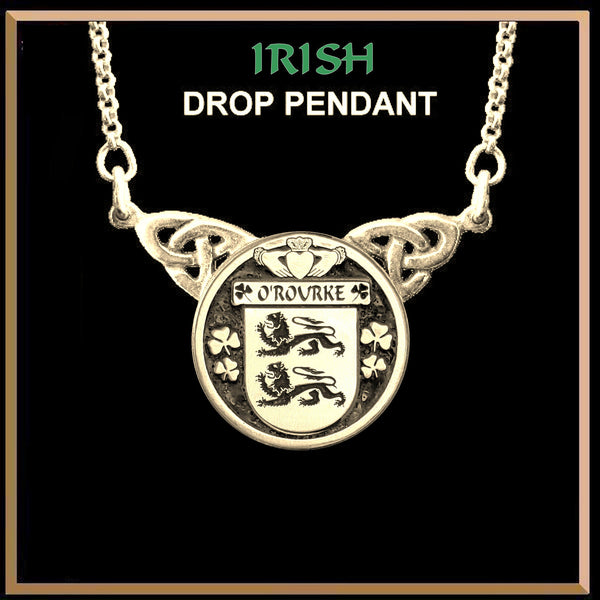 O'Rourke Irish Coat of Arms Double Drop Pendant ~ ILP03