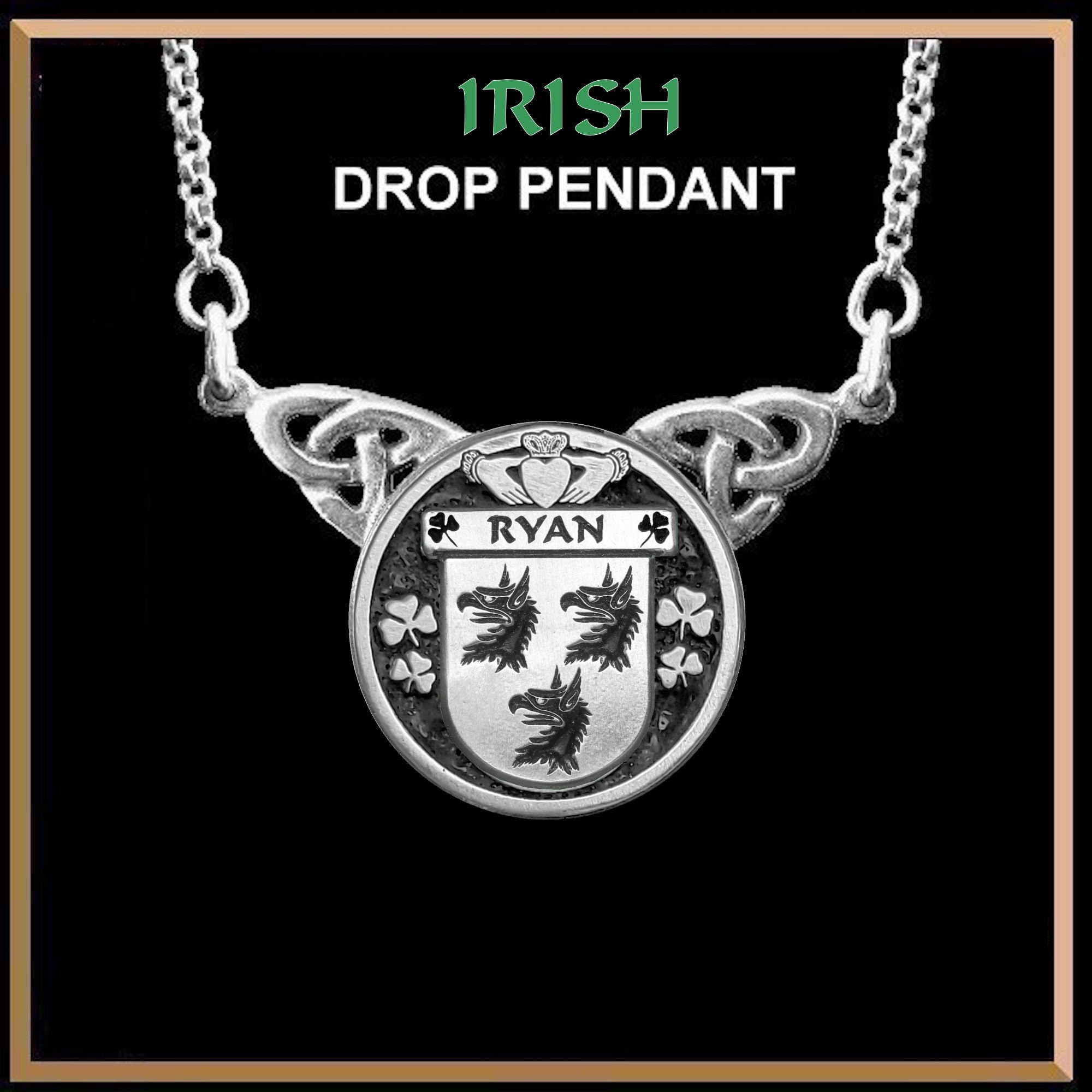 Ryan Irish Coat of Arms Double Drop Pendant ~ ILP03