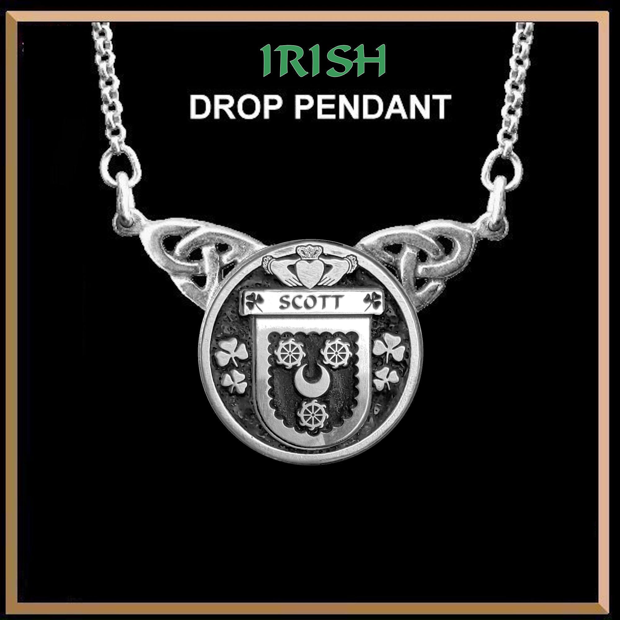 Scott Irish Coat of Arms Double Drop Pendant ~ ILP03