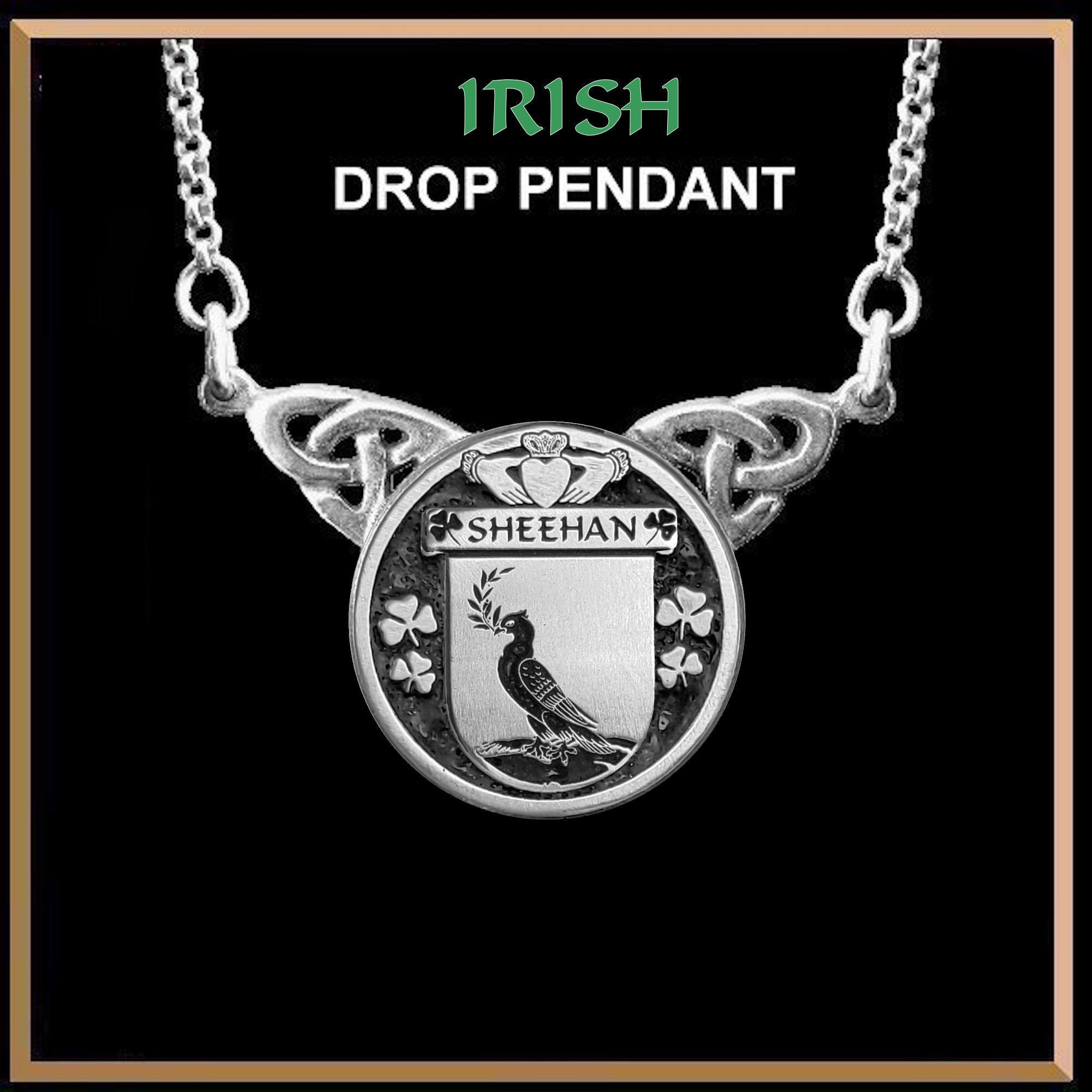 Sheehan Irish Coat of Arms Double Drop Pendant ~ ILP03