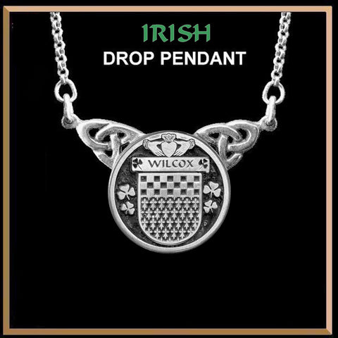 Wilcox Irish Coat of Arms Double Drop Pendant ~ ILP03