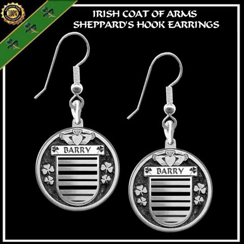 Barry Irish Disk Coat of Arms Earrings