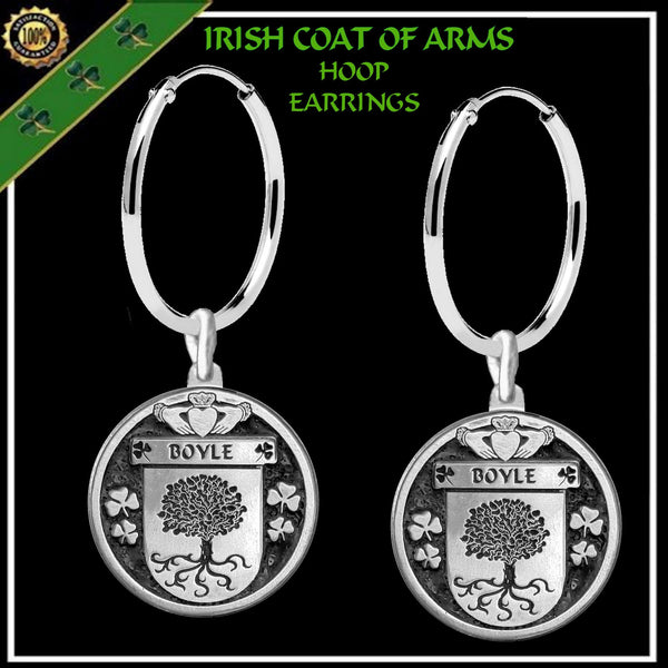Boyle Irish Disk Coat of Arms Earrings