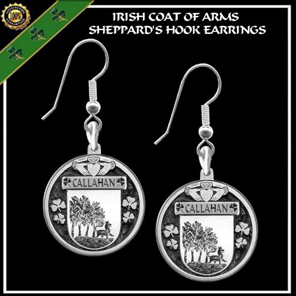 Callahan Irish Disk Coat of Arms Earrings