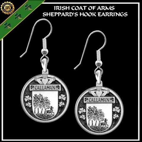 Callahan Irish Disk Coat of Arms Earrings