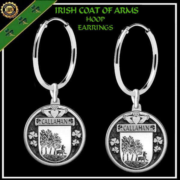 Callahan Irish Disk Coat of Arms Earrings