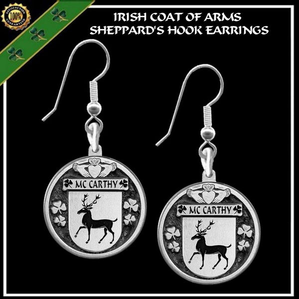 McCarthy Irish Disk Coat of Arms Earrings
