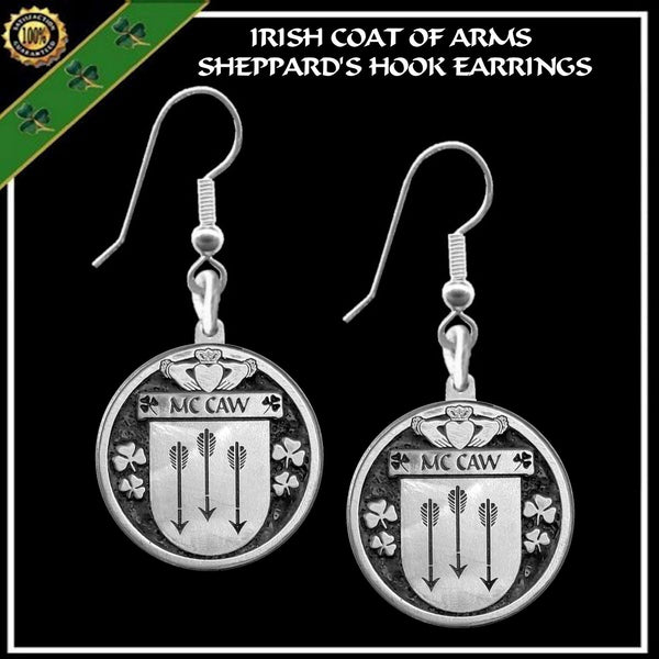 McCaw Irish Disk Coat of Arms Earrings