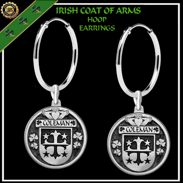 Coleman Irish Disk Coat of Arms Earrings