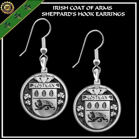 Costigan Irish Disk Coat of Arms Earrings
