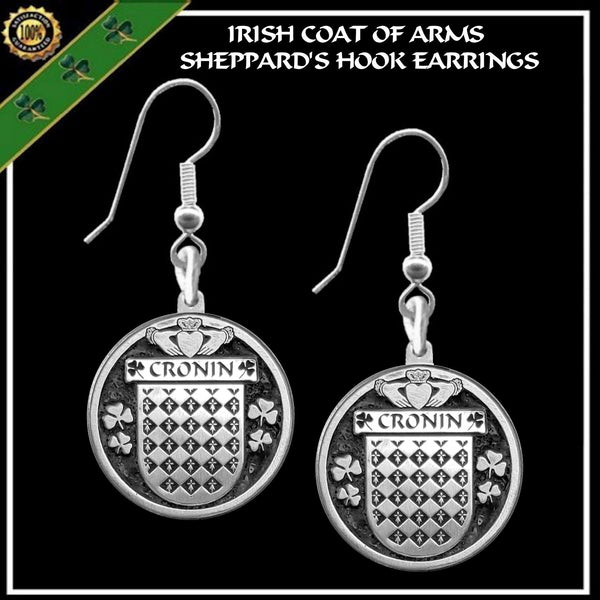 Cronin Irish Disk Coat of Arms Earrings