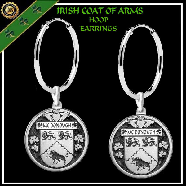 McDonough Irish Disk Coat of Arms Earrings