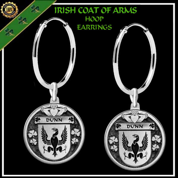 Dunn Irish Disk Coat of Arms Earrings
